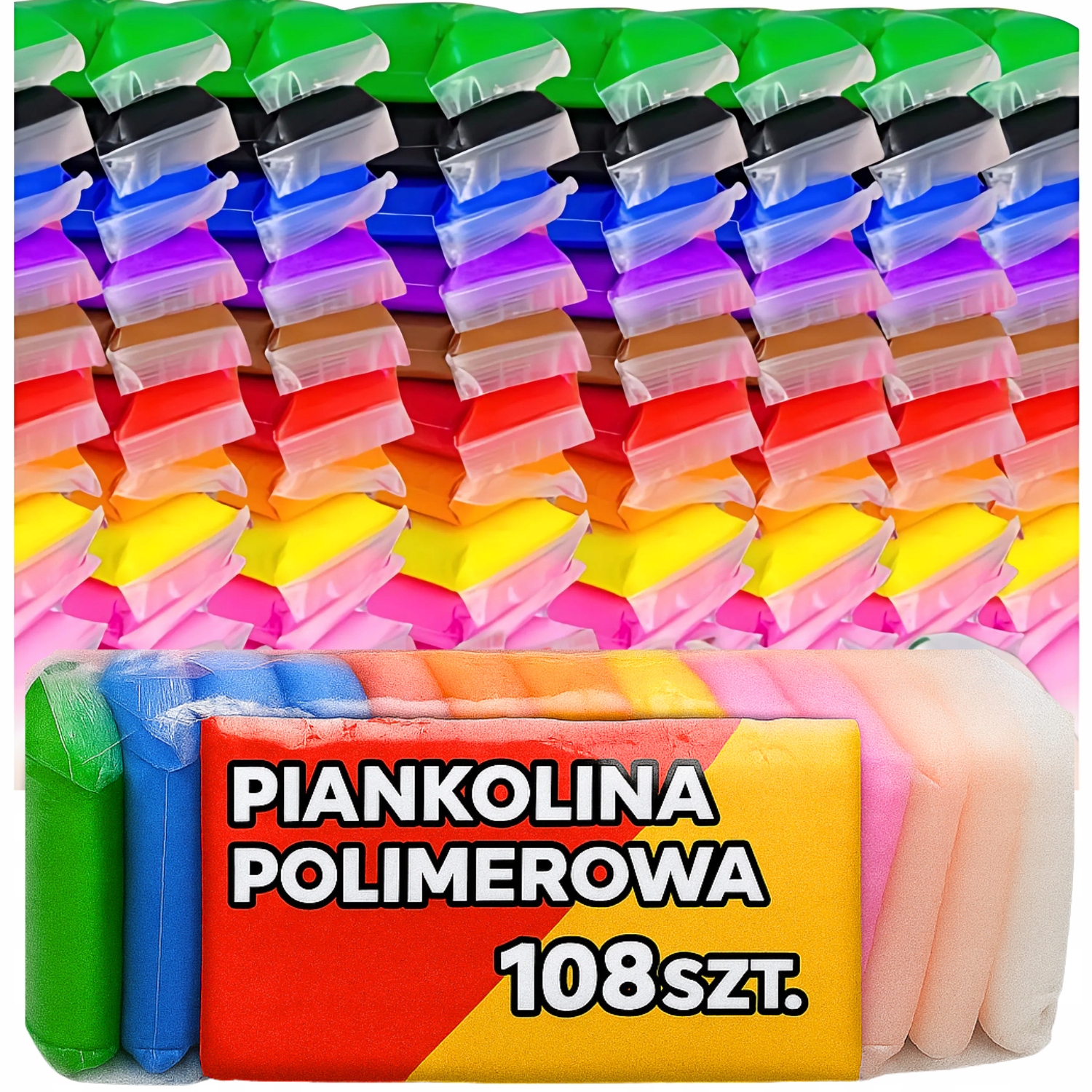 CIASTOLINA PLASTELINA PIANKOLINA GLINA POLIMEROWA 36 KOLORÓW 108szt. DUŻA