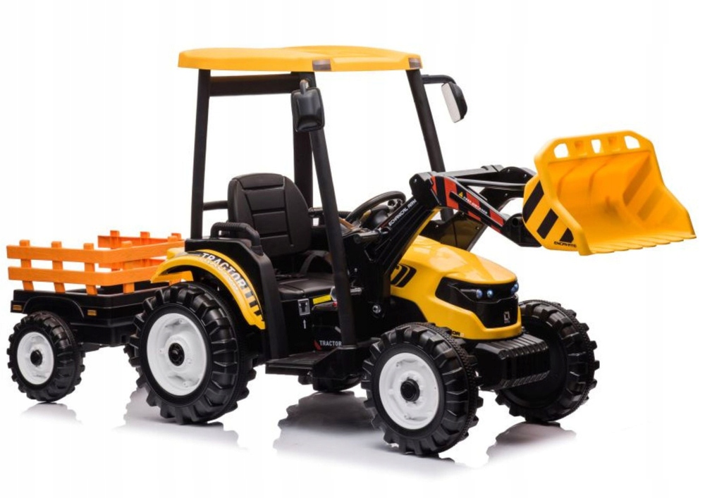 Traktor Na Akumulator Z Przyczepą Hercules Żółty 24V