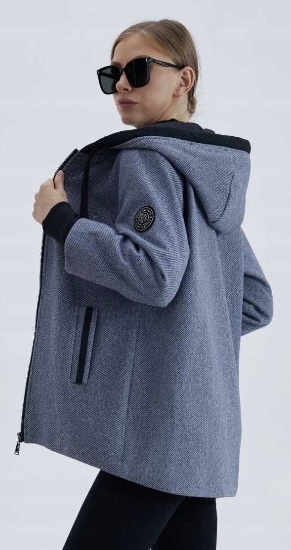 Tenká Bunda Kapuce B8541 Námořnická Modrá S (36)