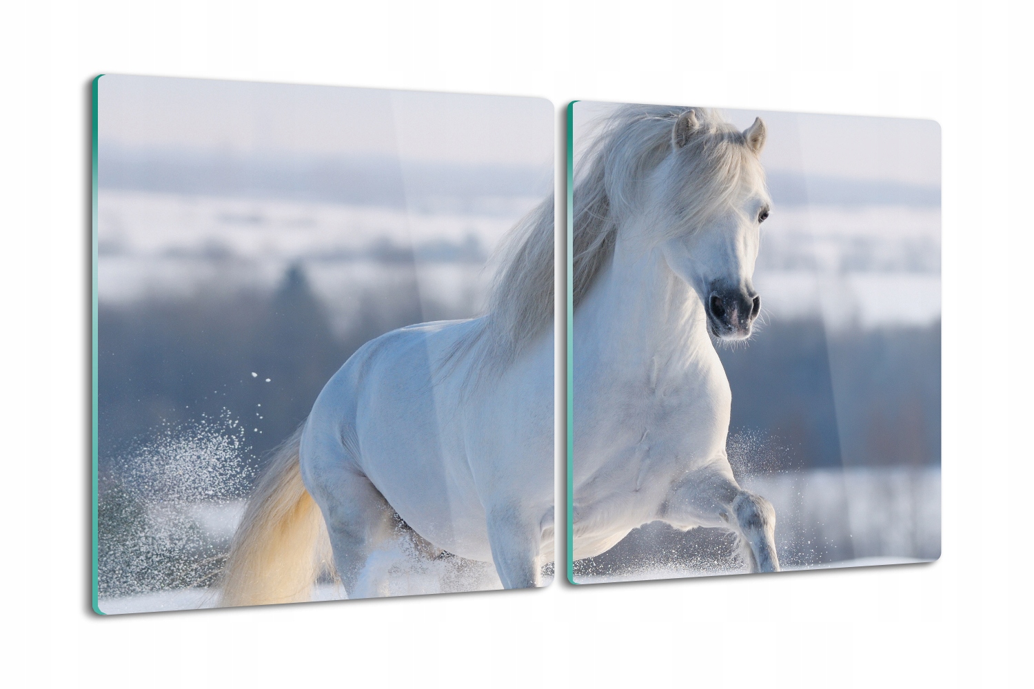 Skleněná kuchyňská deska na krájení jako Dárek 2x40x52 Kůň cval zimní sníh