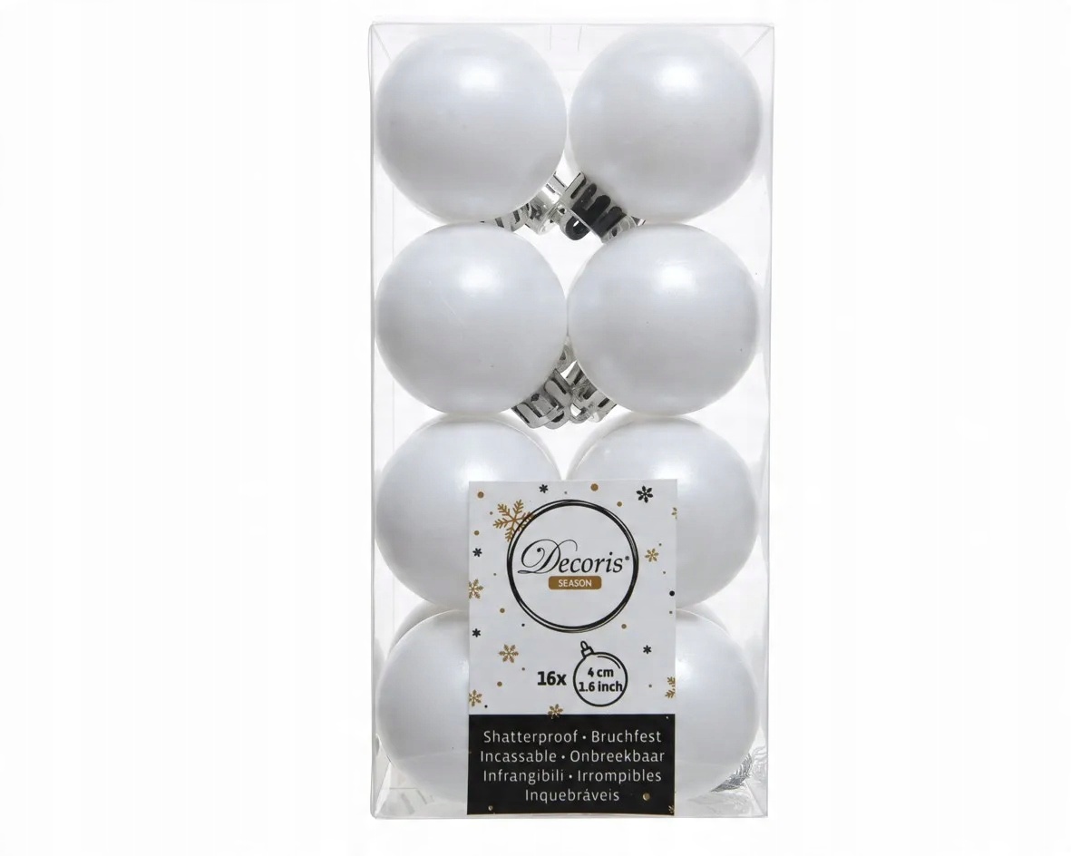 

Bombki choinkowe plastikowe okrągłe 4cm 16 Białe