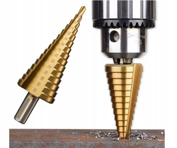 WIERTŁO STOŻKOWE STOPNIOWE HS TYTAN 4-32mm WIERTŁA Marka Hurt-Plast