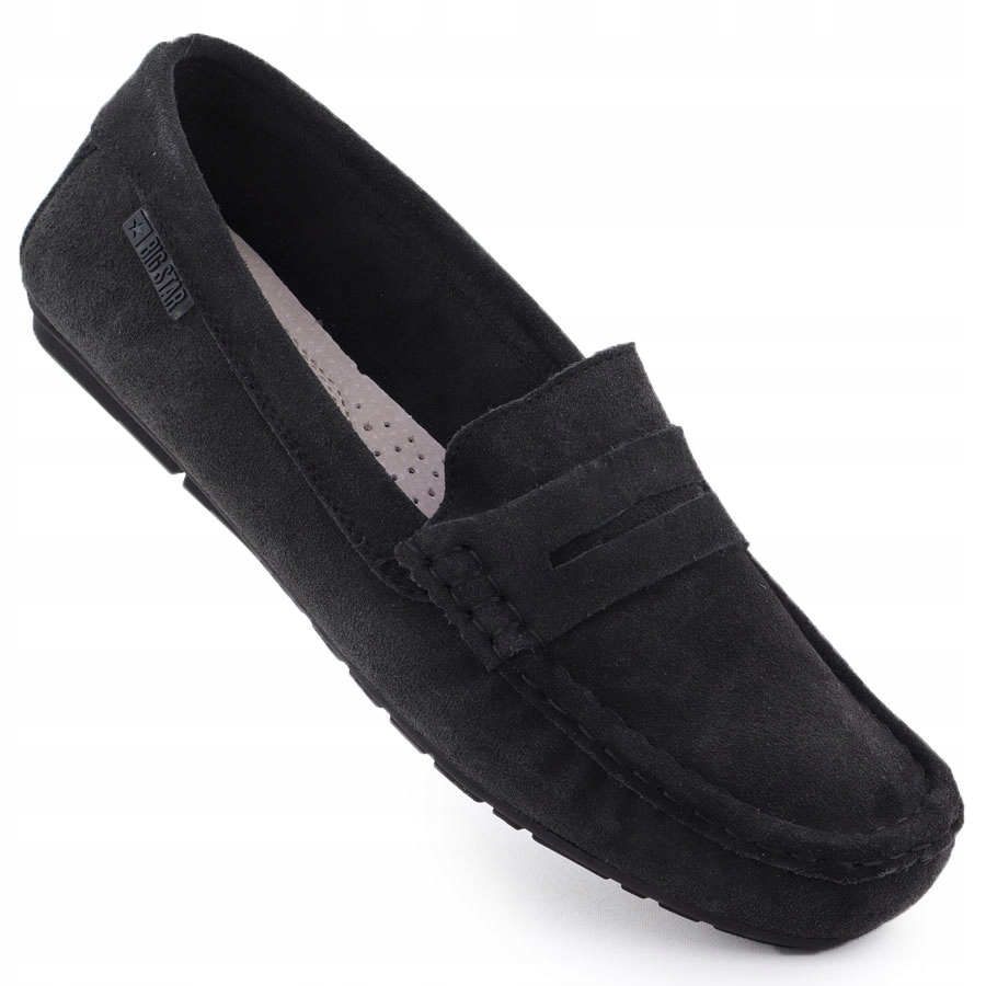 Dámské kožené semišové mokasíny černé Big Star RR274948 38