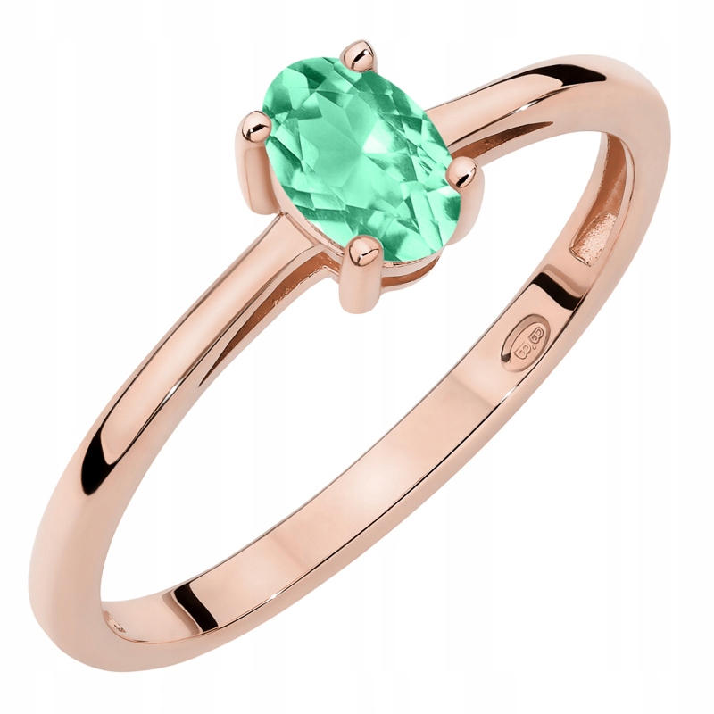 Zlatý Prstýnek Zásnubní pr. 585 s oválným smaragdem 0.40ct 14k
