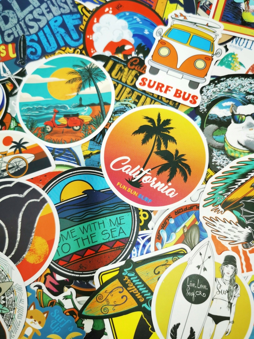

Zestaw Naklejek Wlepki Sticker Bomb Surf Californi