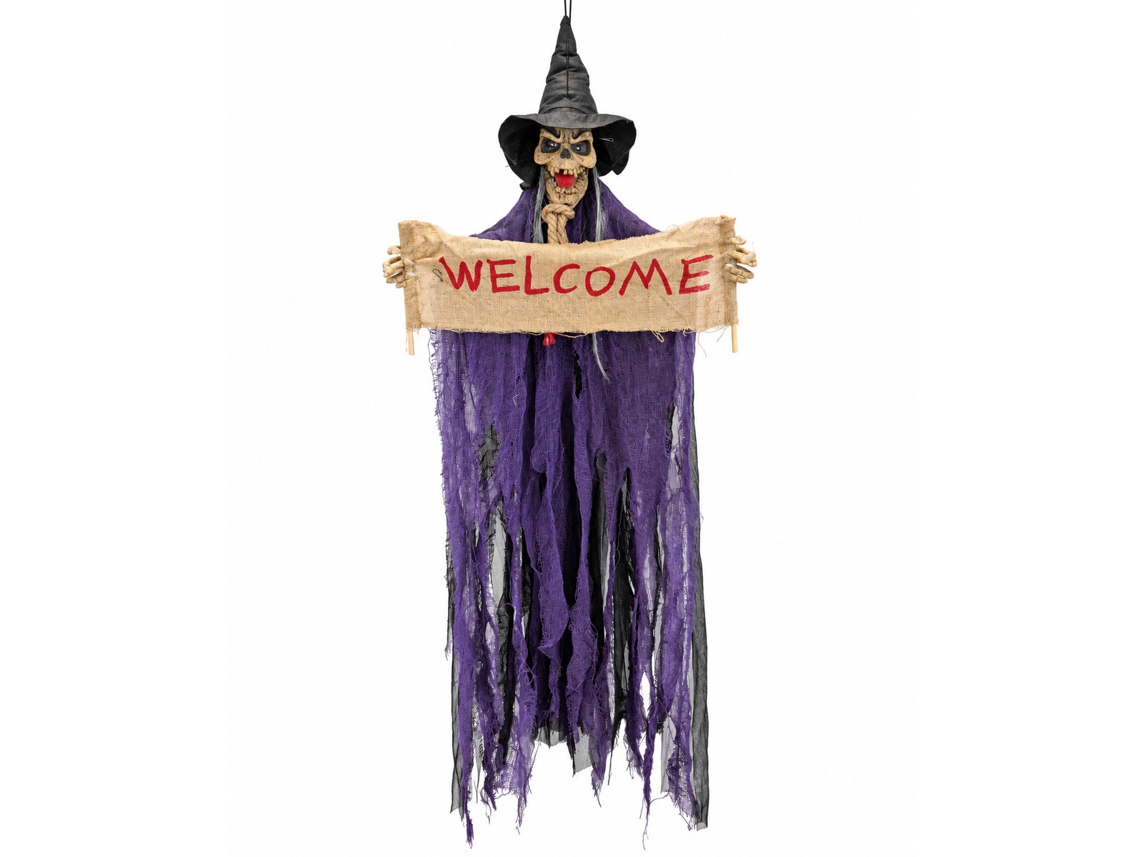 Dekoracja wisząca czarownica fioletowa 120 cm 1 szt Halloween