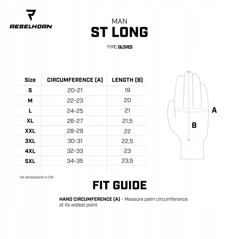 Kožené Rukavice Rebelhorn St Long 4XL