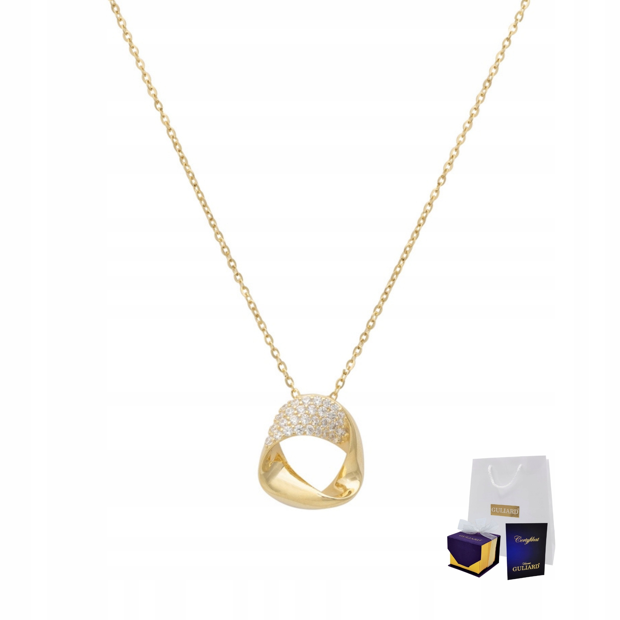 Zlatý náhrdelník kulatý zirkony, prsten 925