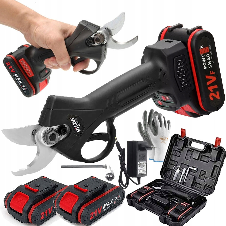 Hilda 21V Sekator Nożyce Akumulatorowe Elektryczne 2 Akumulatory 30 MM