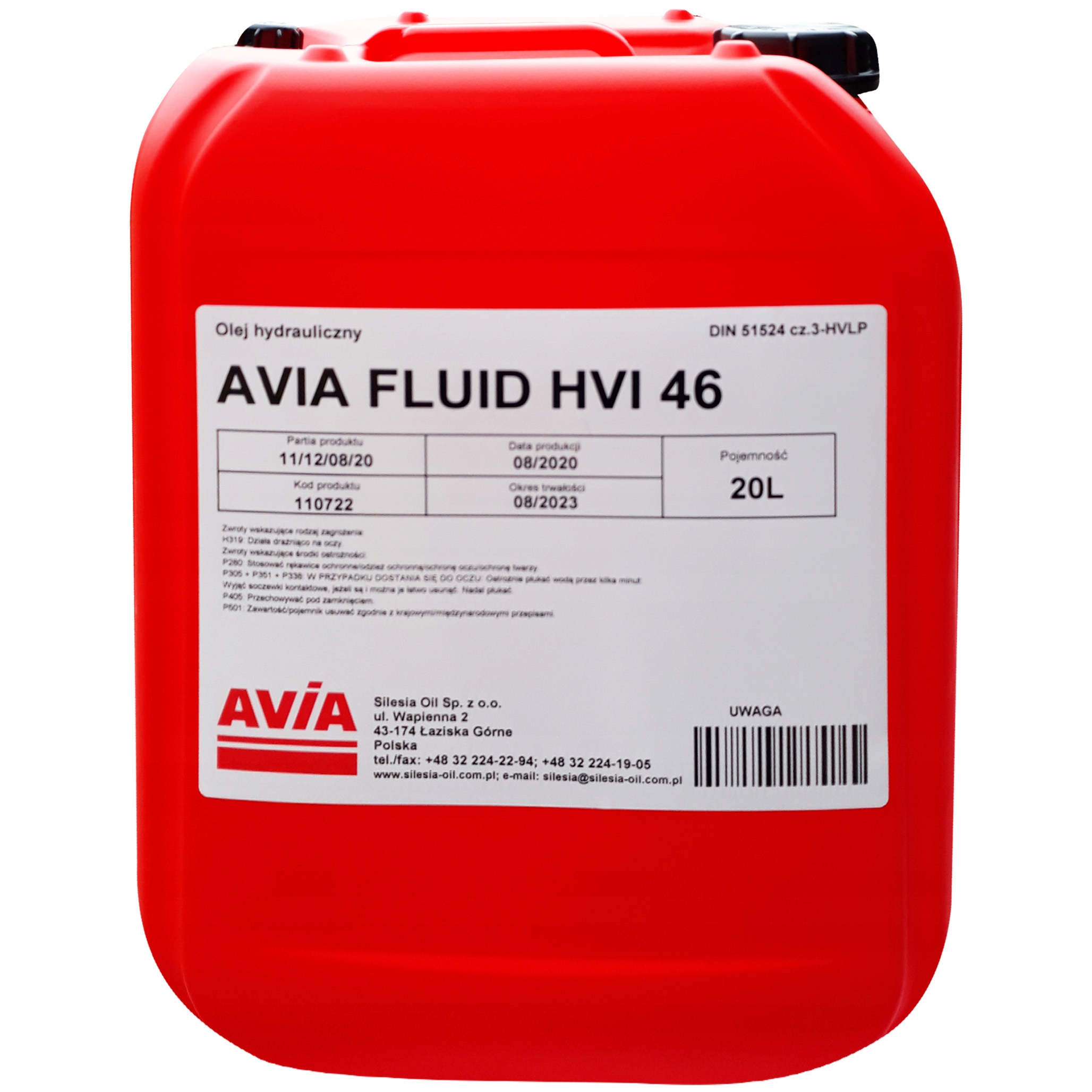 Гідравлічне масло premium AVIA HVI 46 20L