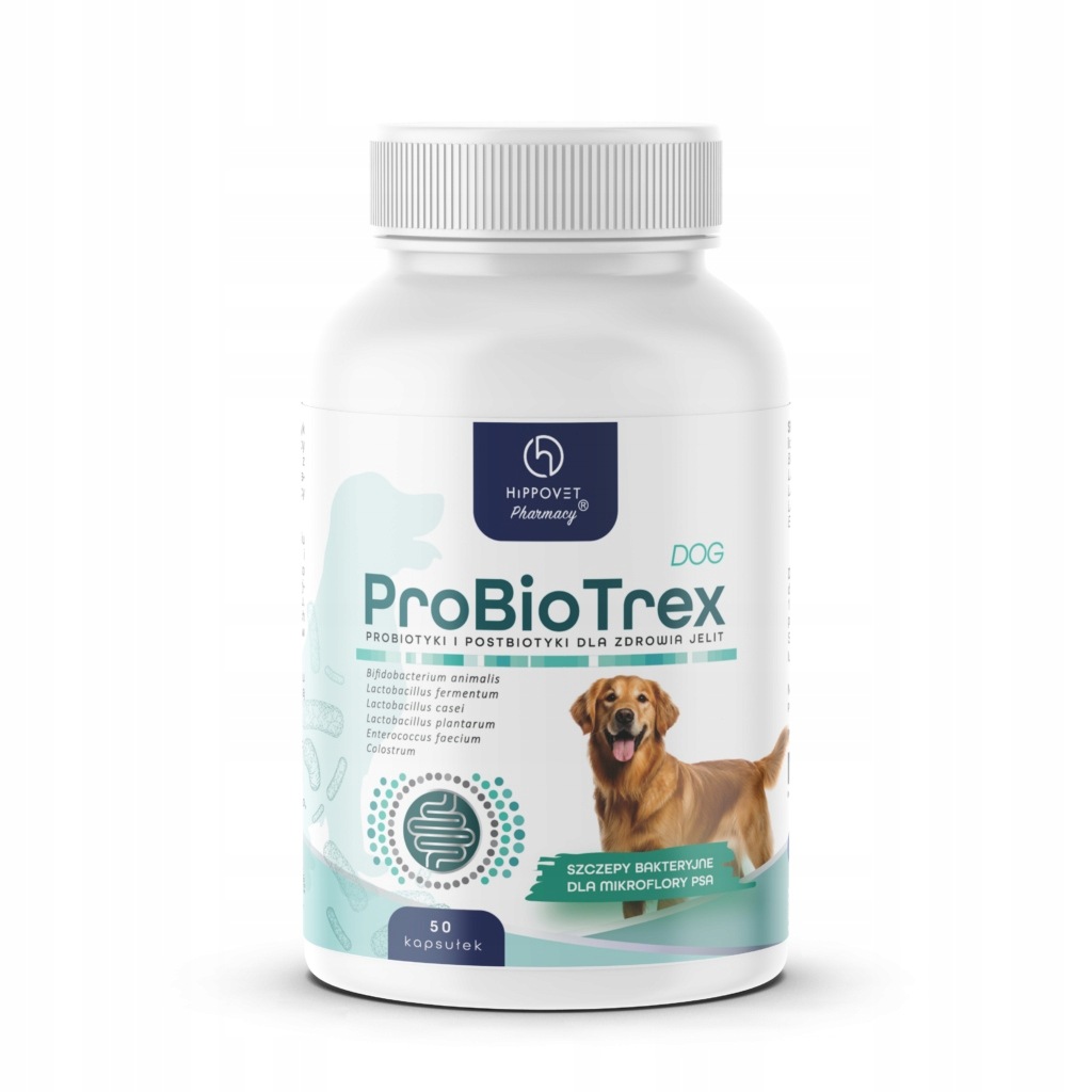 Hippovet Pharmacy Probiotrex Dog kapsułki probiotyk dla psa 50 kaps