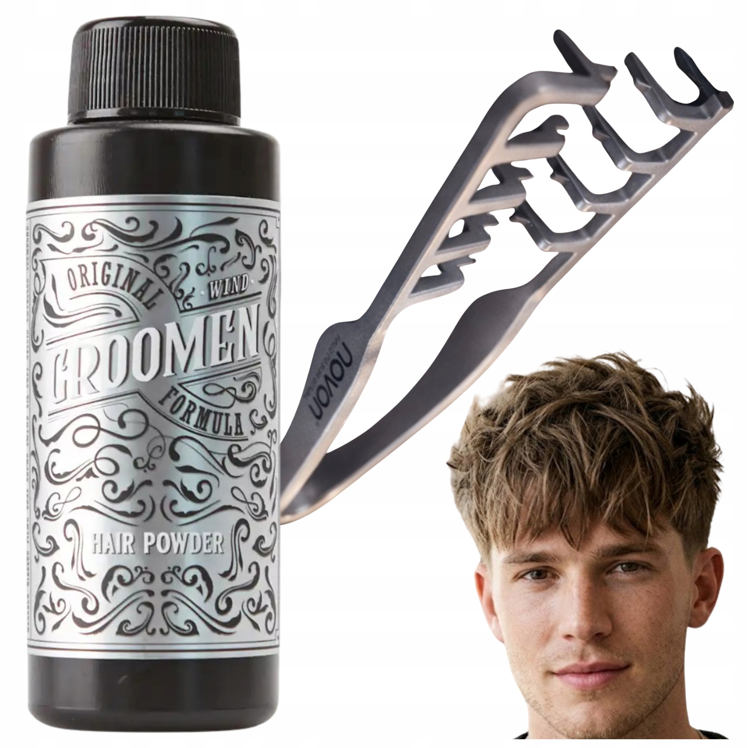 Pudr na vlasy Groomen Powder Wind 20 g Texturovací hřeben Novon