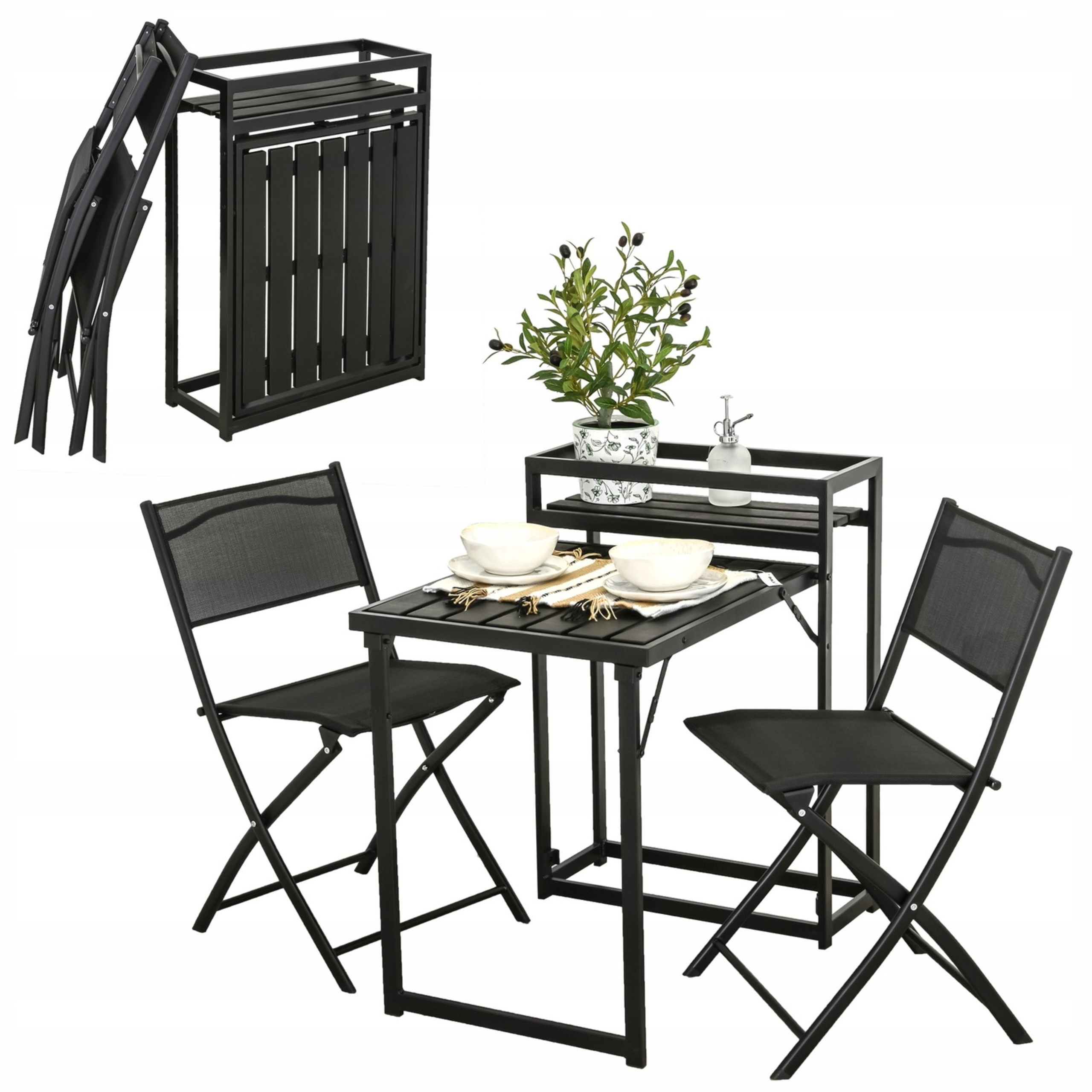 Zestaw Mebli ogrodowych Na Balkon Ogród Taras składane komplet Stół krzesła