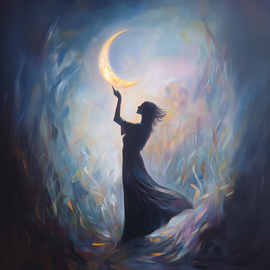 Obraz Na Plátně Canvas Postava Žena Noc Měsíc Magie Mysticismus 80x80
