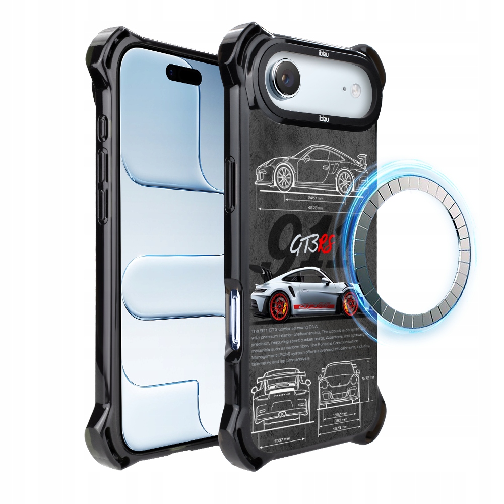 Pouzdro pro iPhone Air Ibizu DropGuard Ultra s MagSafe, TechDrive, 911 GT3 Rs