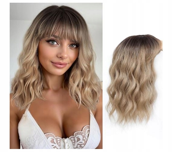 Topper 40 cm, Nástavec na vlasy Vlnitá hříva Hnědá Blond Odrost R6/18A#