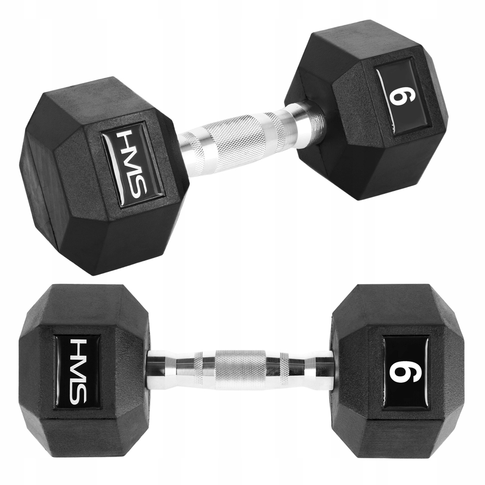 Činky s gumovým závažím pro silový trénink Hex Pro 2x9 kg Hms
