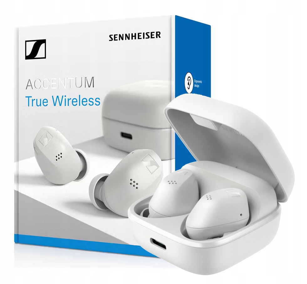 Sennheiser Accentum True Wireless White Hybrid Anc aptX 28h 107dB Qi Puzdro