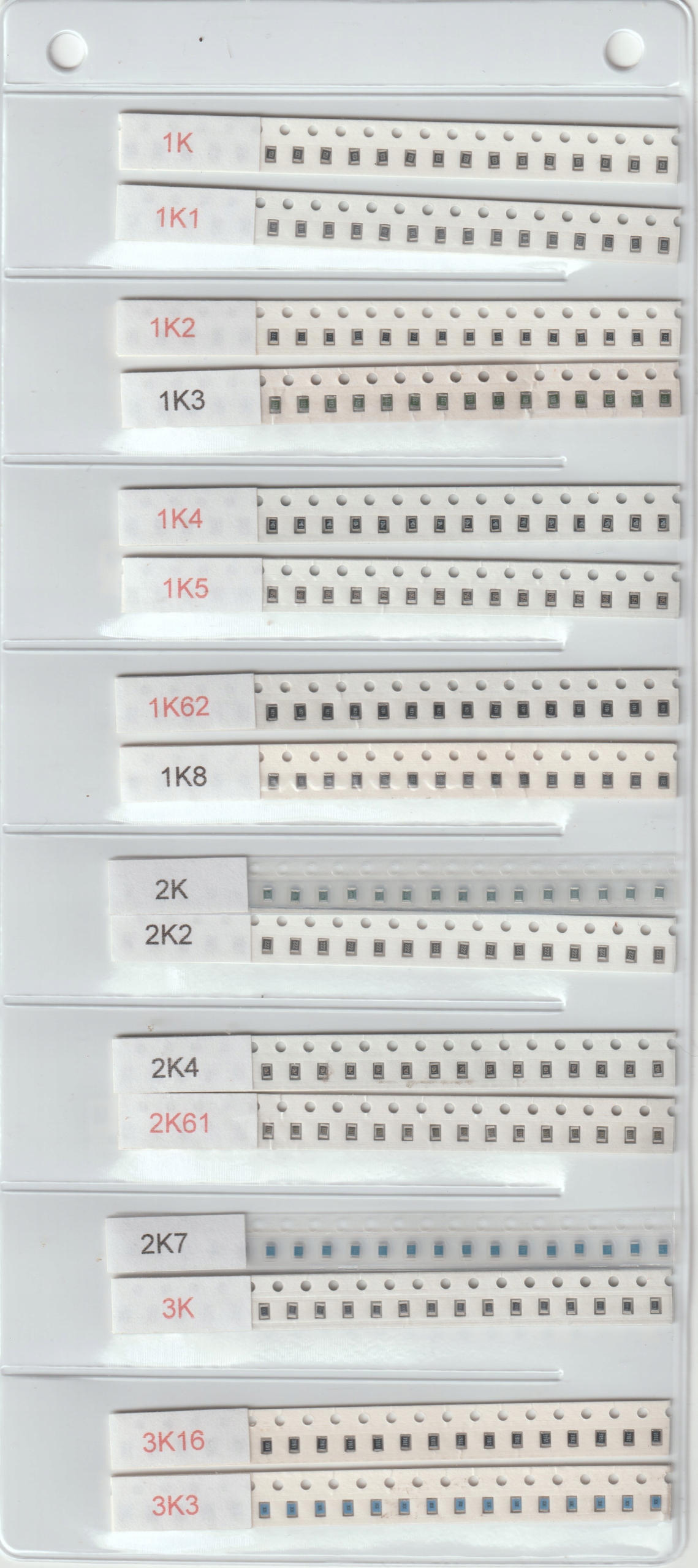 [640szt] Zestaw Rezystorów Smd 0805 1K-9K1 Szereg E-24 8