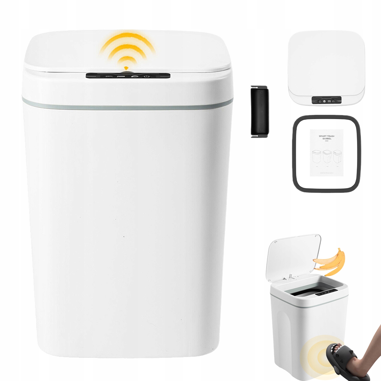 Levně Automatický Koš 16L Tiché Pomalé Sklápění Elegantní Bílá