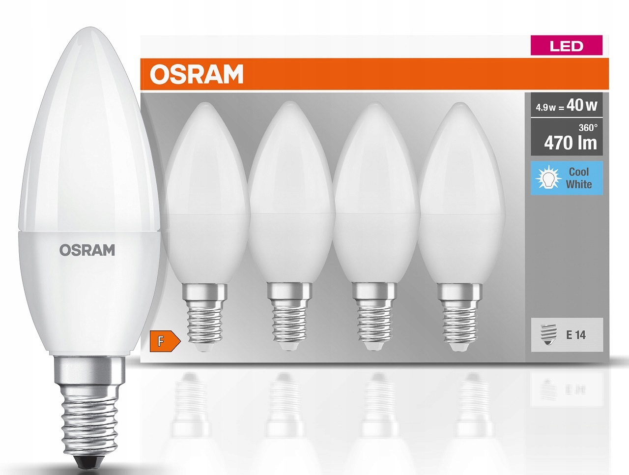 

4 x Osram świeczka Led 4.9W 40W E14 barwa 4000K