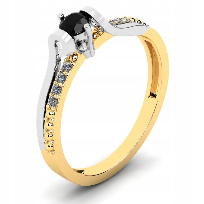 

Pierścionek Złoty Zaręczynowy Czarna Cyrkonia 3MM