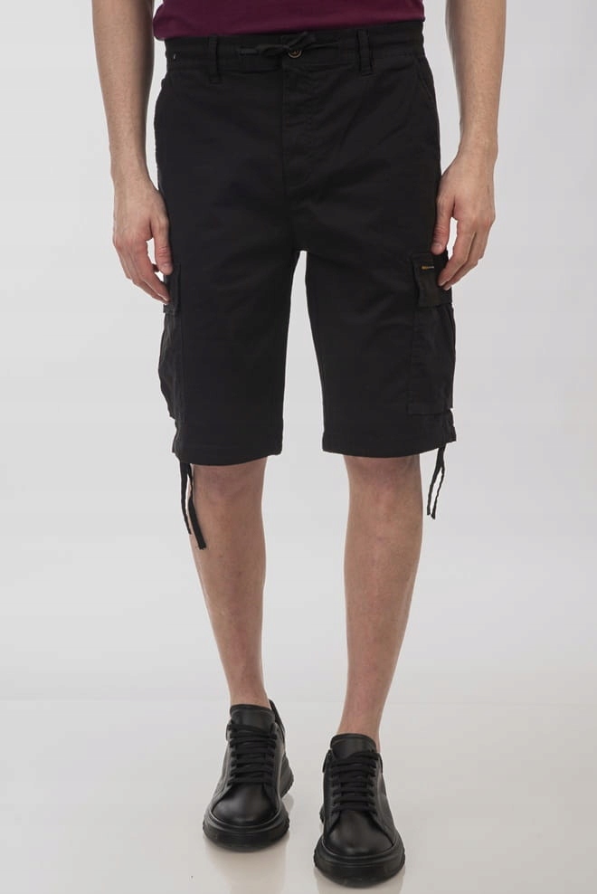 Pánské šortky Kapsáče černé Double, velké velikosti