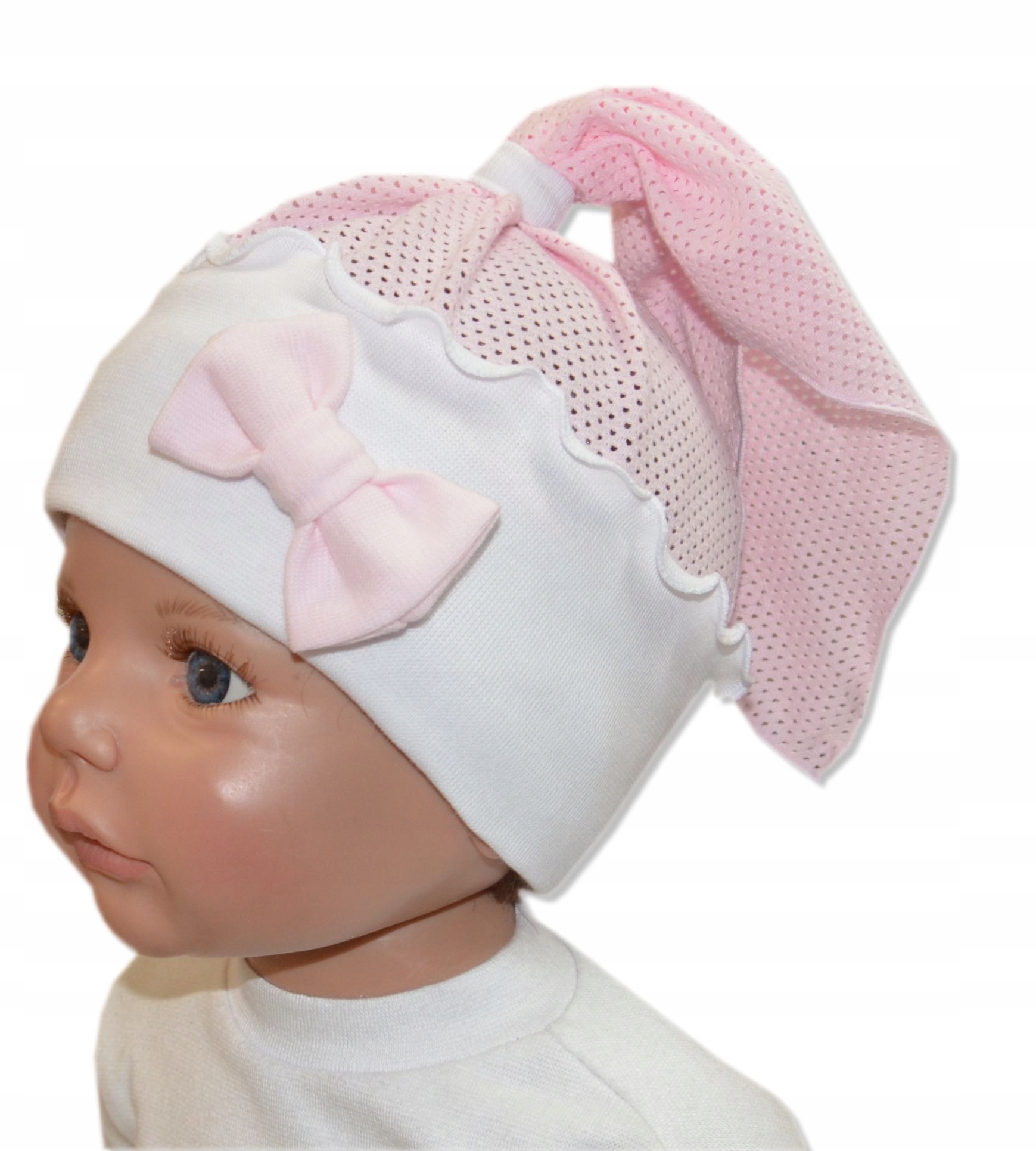 

chustka na opasce 35-41cm 0-6m ażurowa róż/biała