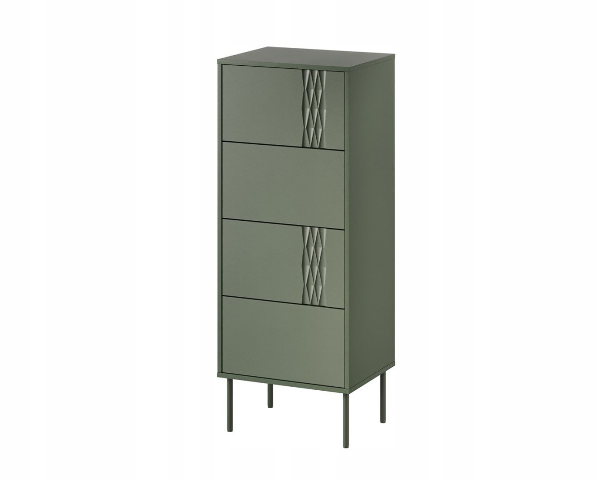 Komoda 4S Tresse 50x40x125 zeleň matná