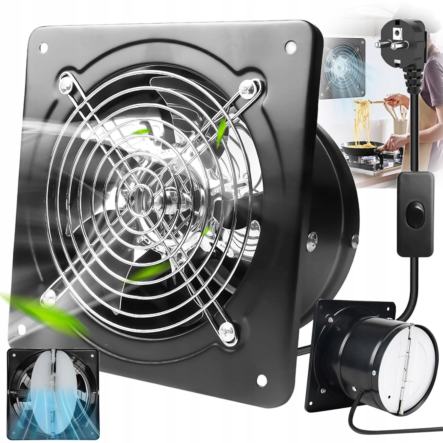 Průmyslový Nástěnný Odsávací Ventilátor 150 MM 525 M3/H, Vyjímatelná Přepážka