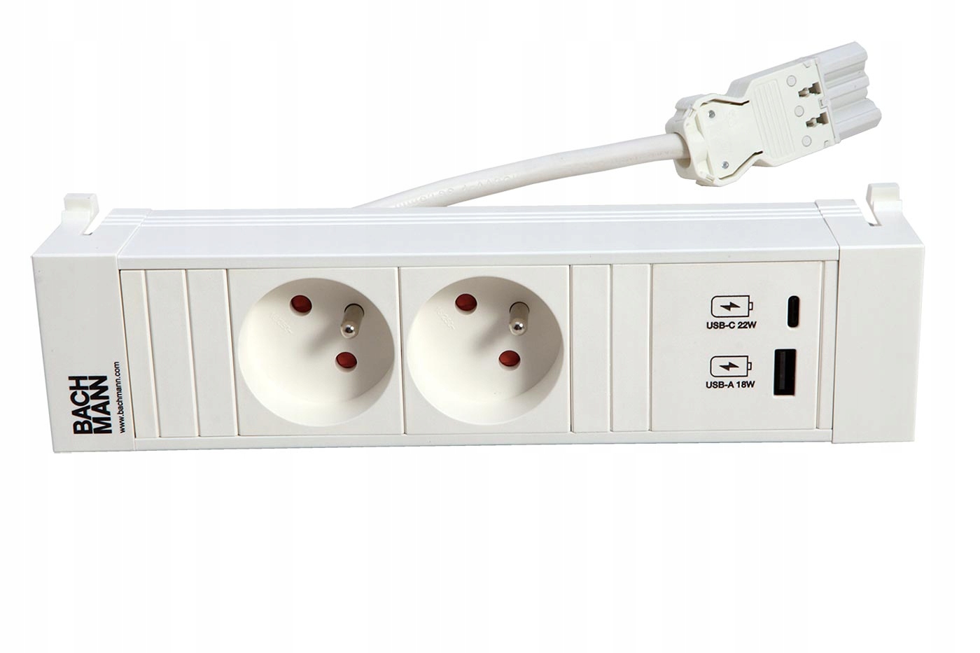 Bachmann Power FRAME,box pro 3 moduly,2x zásuvka CZ,zdroj 22W(USB A+C),bílý