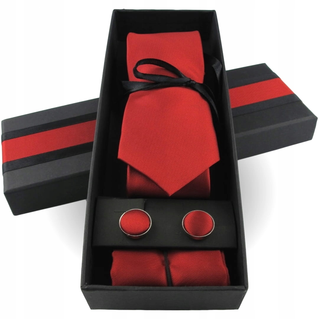 

Elegancki Krawat Męski Zestaw Spinki Poszetka M298