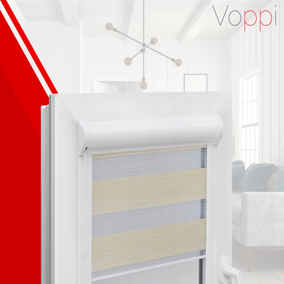 ROLETY DZIEŃ NOC Z PROWADNICAMI W KASECIE 35x150 Wzór gładki