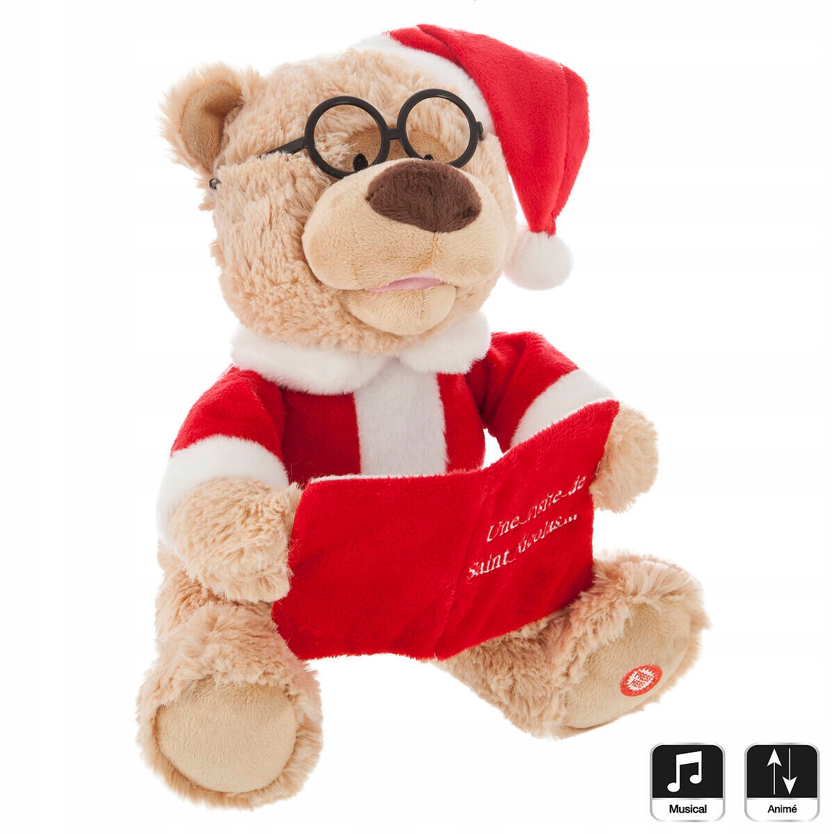 Interaktivní Medvídek Mikuláš 27 CM Polyester S Bateriovým Zvukem