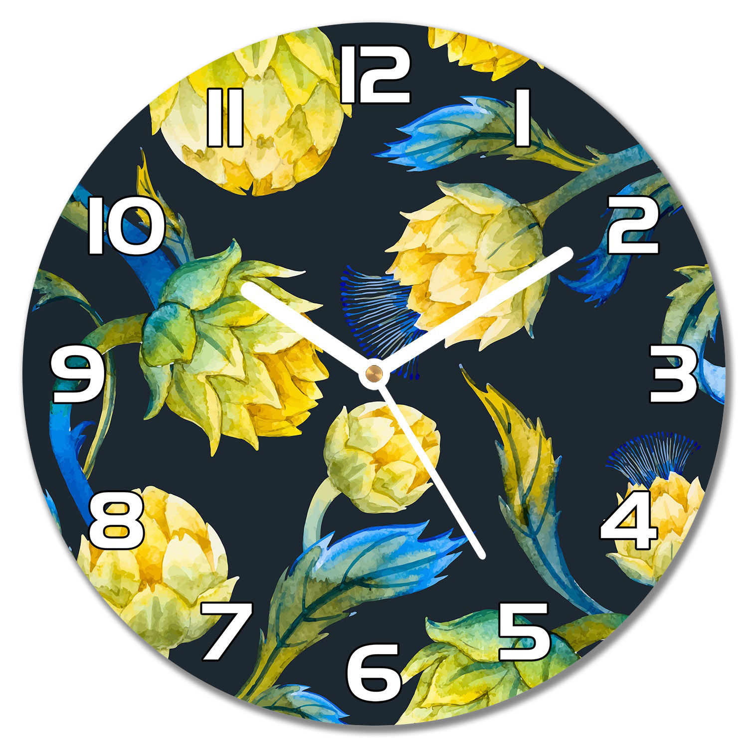 

Ścienny zegar na szkle Kwiaty karczocha f30 cm