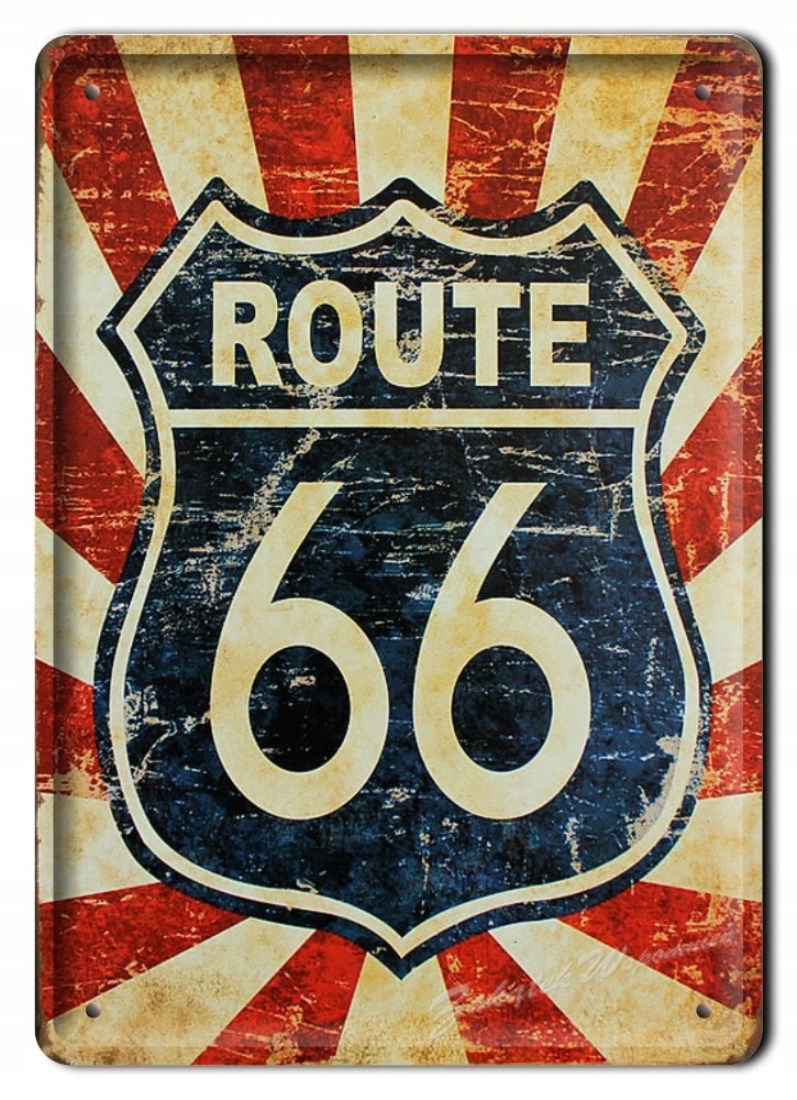 Route 66 Metalowy Szyld Plakat Obrazek Retro #02379