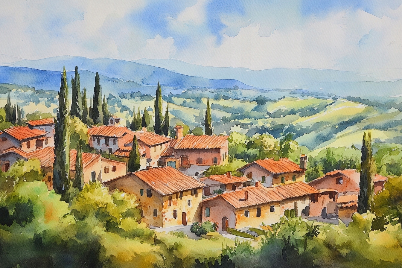 Obraz Na Plátně Canvas Krajina Pohled Itálie Toskánsko Město Hory 120x80