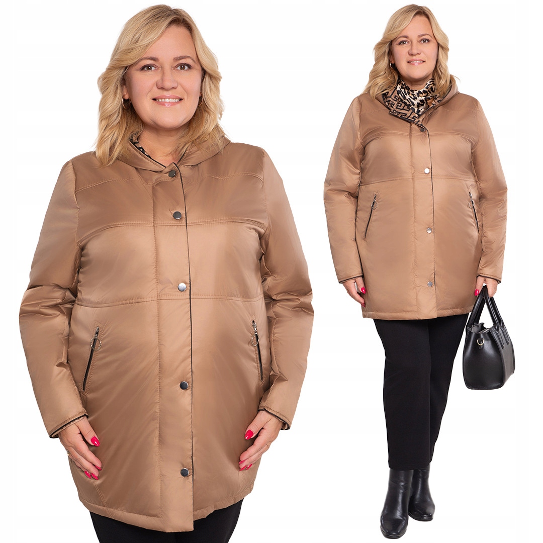 Přechodná karamelová bunda s kapucí 48