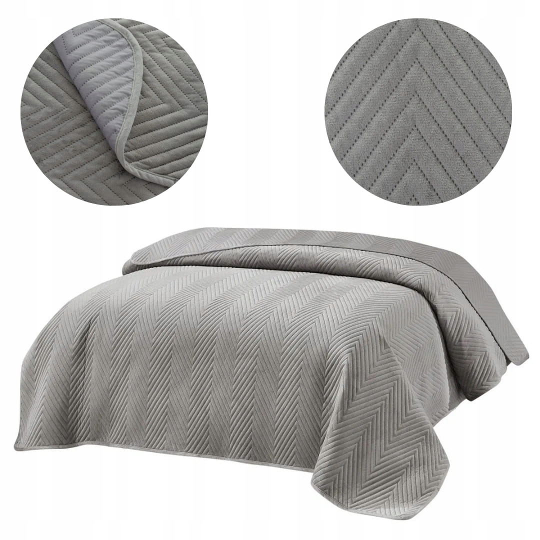 Přehoz 200x220 lisovaný velurový Dekorativní Elegantní popel