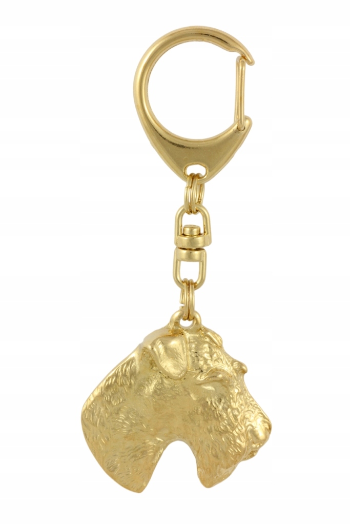 Foksterier drsnosrstý pozlacený přívěsek na klíče se psem, přívěsek na klíče