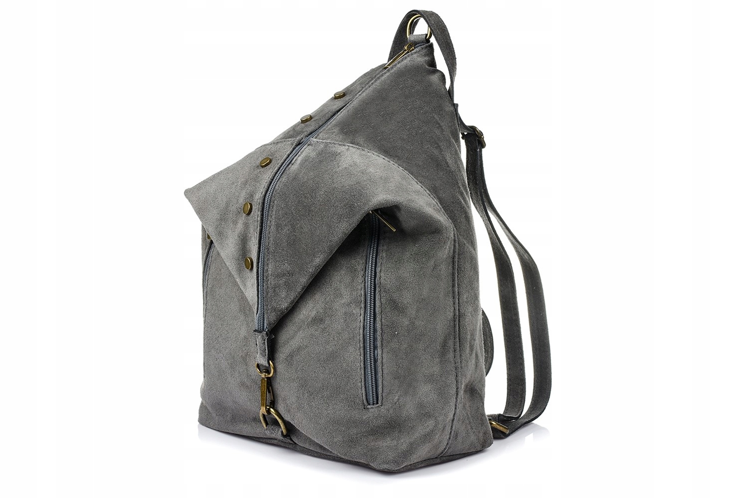 Batoh semišový kožený stylový italský batoh přírodní kůže dámský šedý