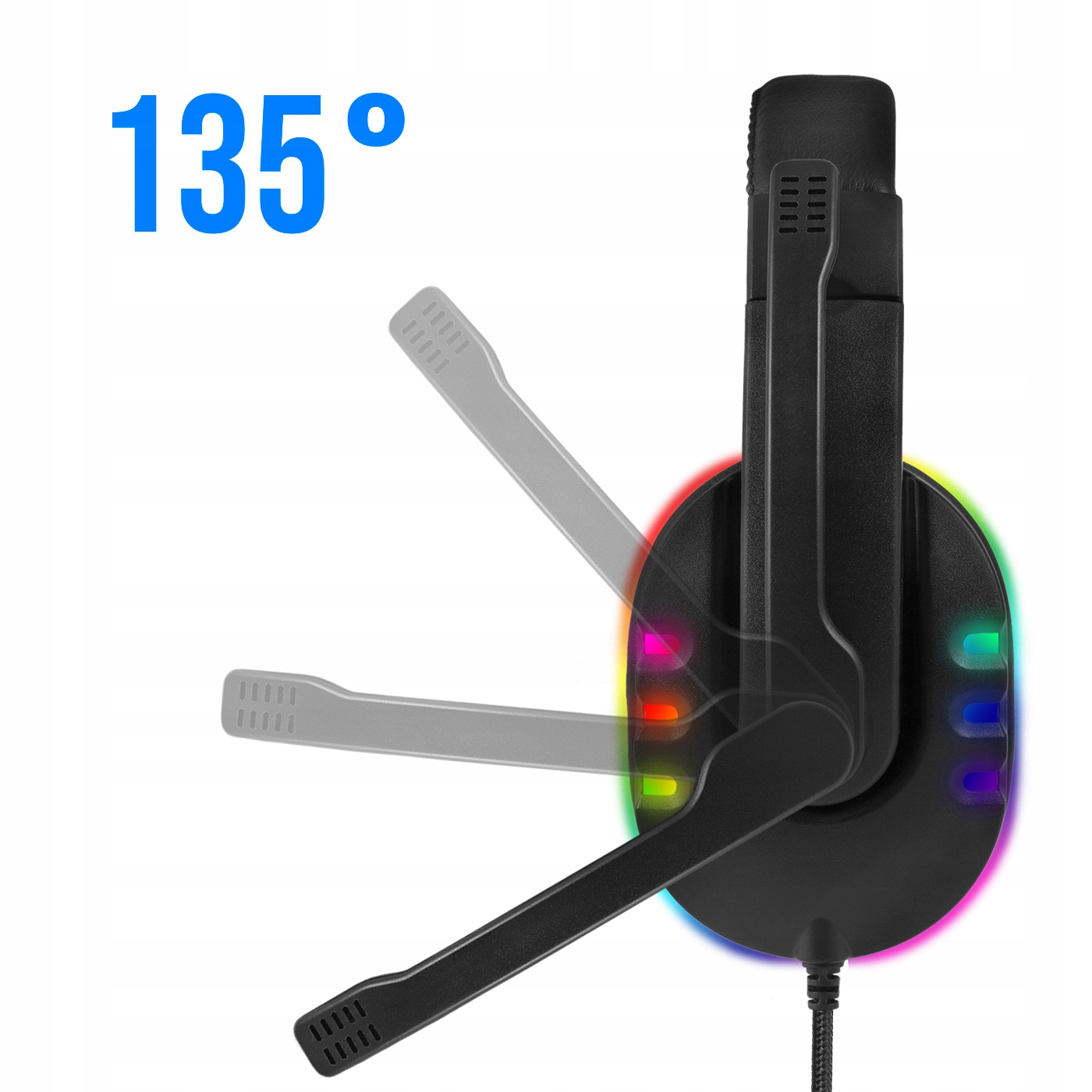 SŁUCHAWKI GAMINGOWE DLA GRACZY MIKROFON LED RGB PC Cechy dodatkowe LED