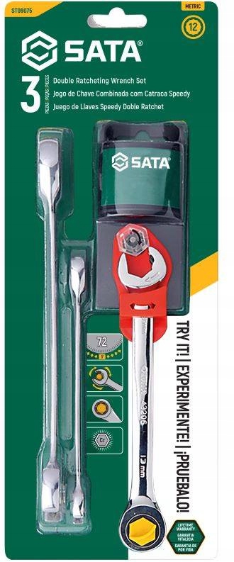 Sata Zestaw 3 sztuk kluczy z podwójną grzechotką 10,13,17mm ST09075