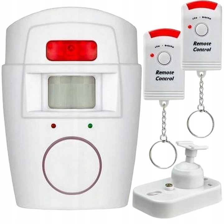 ALARM BEZPRZEWODOWY CZUJNIK RUCHU 105dB + 2 PILOTY