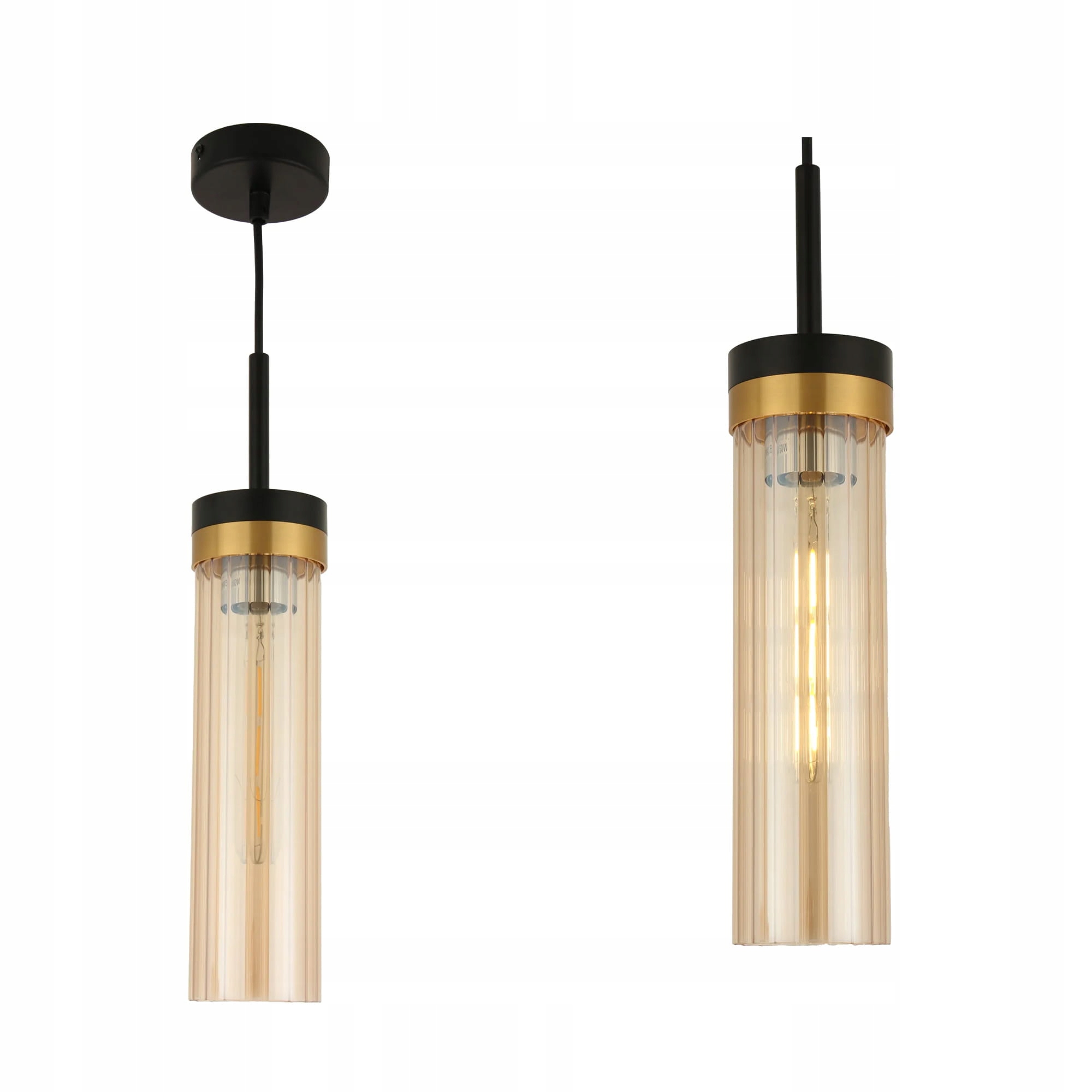 Závěsná lampa Malika 1xE27 černé skleněné medové stínítko PL0140-1 Yaskr
