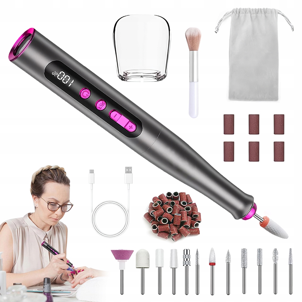 Bruska Na Nehty Mini Pen Pro Manikúru Tichá Sada Frézy