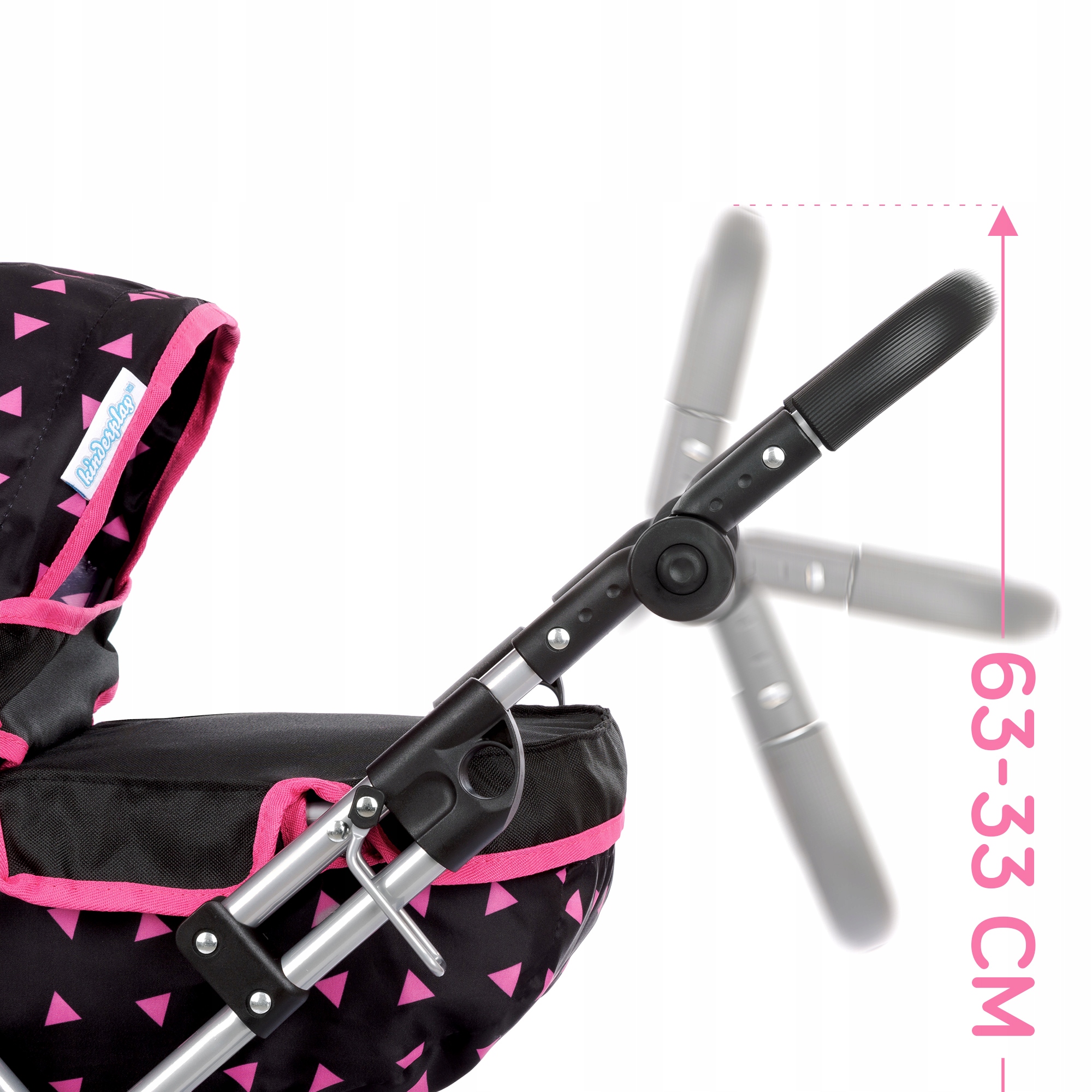 KINDERPLAY Puppenwagen mit tiefer Gondel, faltbarer Tasche und verstellbarem Griff. Geeignet für Kinder ab 2 Jahren.