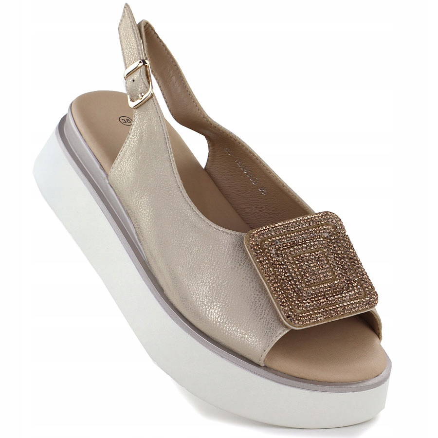 Zlaté sandály na platformě Potocki SZ12590 36