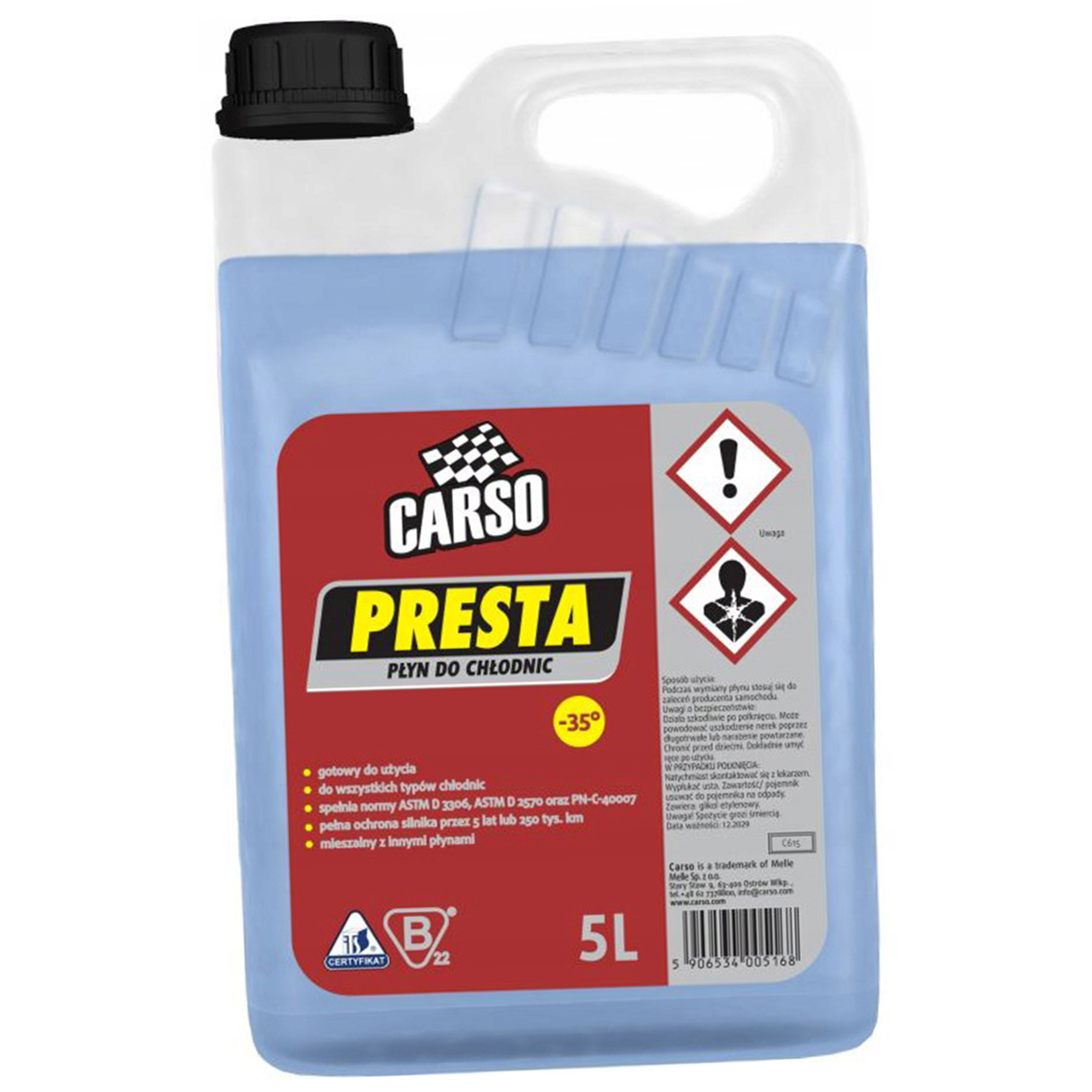 Carso Presta Płyn Do Chłodnic Niebieski -35C 5L
