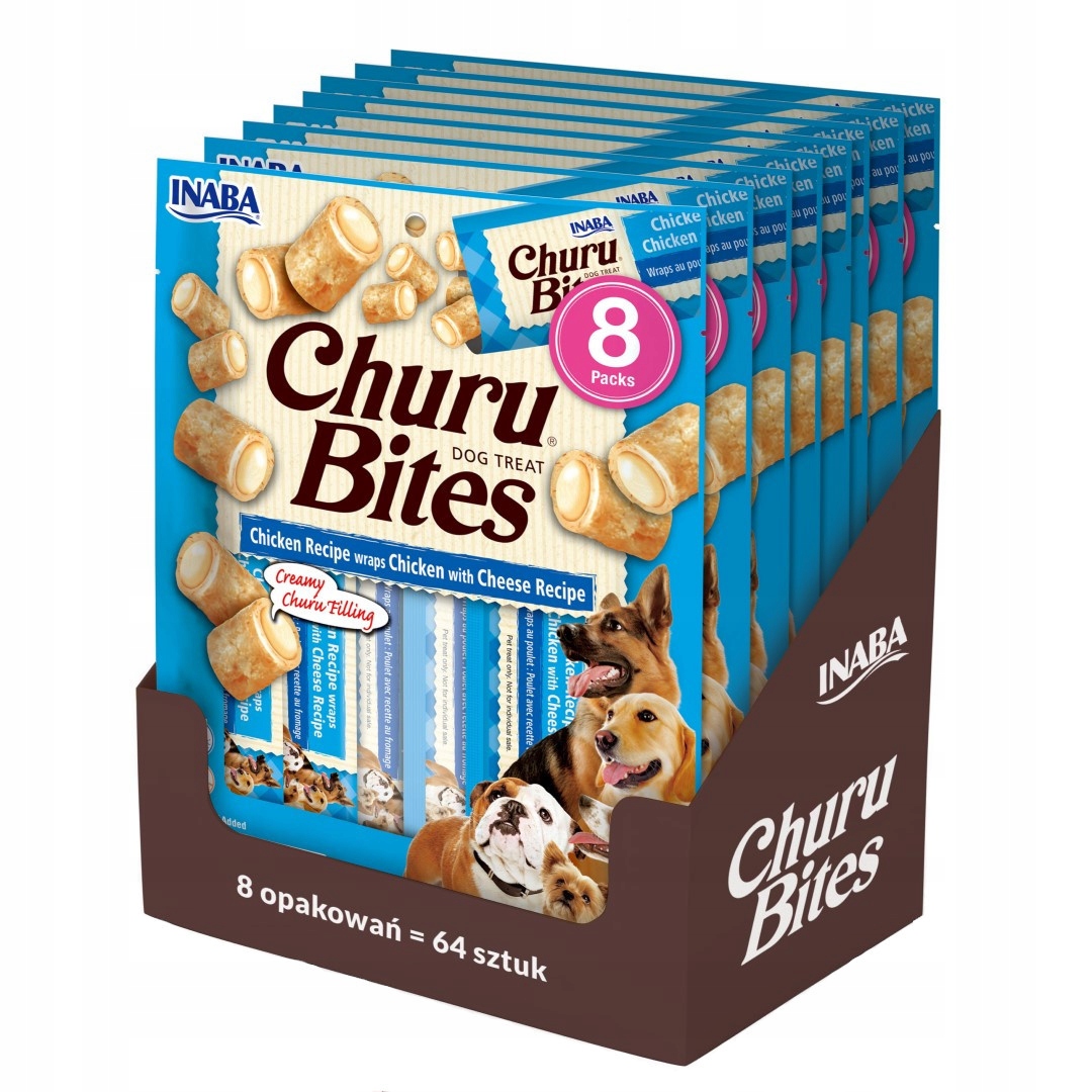 Levně Inaba Dog Churu Bites Chicken Wraps 8x96g psí pamlsek Kuře s sýrem